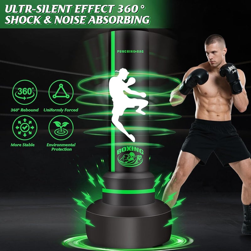 JUOIFIP Heavy Punching Bag with Stand Adults Teens,70" Freestanding Boxing Bags Kicking Bag Heavy Bag with Boxing Gloves and Electric Air Pump, Kickboxing Training Equipment Bags Thai Fitness Karate - Image 2